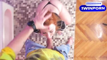 Парень накормил спермой рыжую русскую шаболду во время глубокого отсоса
