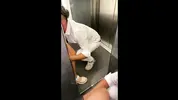отлизывает пизду подруги в юбке в лифте